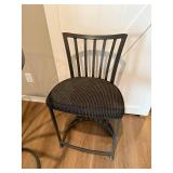 Round Glass-Top Bistro Table Set with 2 Slat-Back Stools - 36in Dia x 30in H