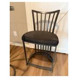 Round Glass-Top Bistro Table Set with 2 Slat-Back Stools - 36in Dia x 30in H