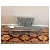 Glass Top Console Table - 24 in H x 48 in W x 20 in D - Powder-Coated Steel Frame - rug not inc