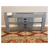 Glass Top Console Table - 24 in H x 48 in W x 20 in D - Powder-Coated Steel Frame - rug not inc