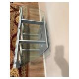 Glass Top Console Table - 24 in H x 48 in W x 20 in D - Powder-Coated Steel Frame - rug not inc