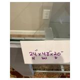 Glass Top Console Table - 24 in H x 48 in W x 20 in D - Powder-Coated Steel Frame - rug not inc