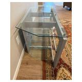Glass Top Console Table - 24 in H x 48 in W x 20 in D - Powder-Coated Steel Frame - rug not inc
