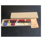Asian Lacquered Chopstick Set - 2 Pairs (Red & Black) with Glass Coasters in Box