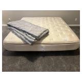 King Mattress with Tufted Beige Cover - Includes Gray Comforter