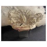 VTG Bridal Veil with Lace Pearl Appliqué Band on Comb Tulle (Ivory/White)