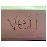 VTG Bridal Veil with Lace Pearl Appliqué Band on Comb Tulle (Ivory/White)