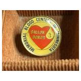 Vintage Lapel Pin Collection in B.J.G. Leather Box - Minneapolis Public Schools 25 Years