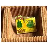 Vintage Lapel Pin Collection in B.J.G. Leather Box - Minneapolis Public Schools 25 Years