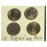 World Coins Lot - West Germany 1 Pfennig, 5 Pfennig, 10 Pfennig; Sweden 1 ÖRE