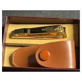 Timex Indiglo Quartz Gold Tone Watches (Lot of 2) & Nail Clipper w Leather Pouch