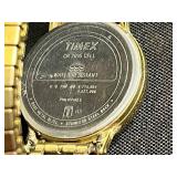 Timex Indiglo Quartz Gold Tone Watches (Lot of 2) & Nail Clipper w Leather Pouch