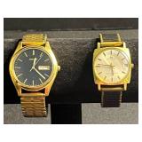 Movado Kingmatic Surf & Seiko Gold-Tone Day-Date Wristwatches - 1 GF w 28 Jewels
