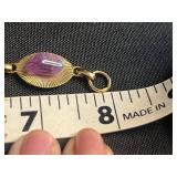 Gold-Tone Fringe Jewelry Set - Necklace & Bracelet with Purple Stones