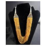 Gold-Tone Fringe Jewelry Set - Necklace & Bracelet with Purple Stones
