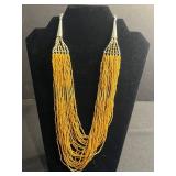 Gold-Tone Fringe Jewelry Set - Necklace & Bracelet with Purple Stones