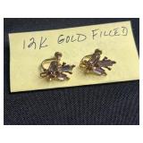 Vintage Jewelry - 12K GF Earrings, ASE Civil Engineers Pin, Hard Rock Cafe Lake Tahoe Pin, Krementz Cufflinks