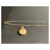 GF Serialized Elgin Pocket Watch with Chain & Floral Enamel Tin by George W. Horner