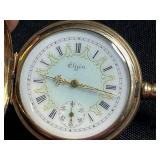 GF Serialized Elgin Pocket Watch with Chain & Floral Enamel Tin by George W. Horner
