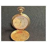 GF Serialized Elgin Pocket Watch with Chain & Floral Enamel Tin by George W. Horner