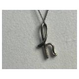 Sterling Tiffany & Co. Script H Pendant Necklace