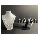 Aqua Blue Bead Necklace & Beaded Bracelets - Fashion Jewelry Set