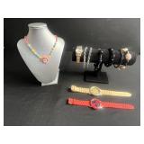 Betty Boop Bead Necklace & Assorted Bracelets with 3 Watches - Fashion Jewelry Lot