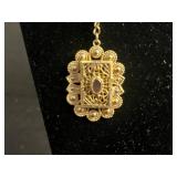 Lariat Necklace Set - 2-Piece Gold-Tone Chains with Floral Pendant & Charm Drops