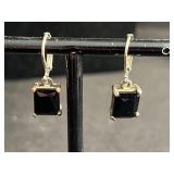 Assorted Gemstone & Crystal Earrings - Red Blue Purple Hoops & Black Stone Drops