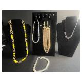 Assorted Necklaces & Bracelets - Gold-Tone Bead, Crystal Drop, Fringe Tassel