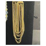 Assorted Necklaces & Bracelets - Gold-Tone Bead, Crystal Drop, Fringe Tassel