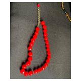 Red Coral & Beaded Necklaces - Red Beads, Ivory Beads (Assorted Set)
