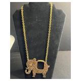 Assorted Necklaces - Black Onyx Like Bead, Gold Elephant Pendant, Green Donut Pendant