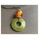 Assorted Necklaces - Black Onyx Like Bead, Gold Elephant Pendant, Green Donut Pendant