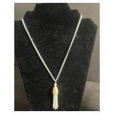 Beaded Necklace Set - Black Multi-Strand, Red Coral Beads, Gold-Tone Tassel Pendants