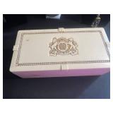 VTG PM & Co Ornate Box & Bead Jewelry Set - Pink & Cream Necklaces with Crystal Tassel Pendant