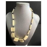 VTG PM & Co Ornate Box & Bead Jewelry Set - Pink & Cream Necklaces with Crystal Tassel Pendant