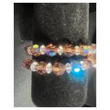 VTG PM & Co Ornate Box & Bead Jewelry Set - Pink & Cream Necklaces with Crystal Tassel Pendant