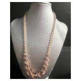 VTG PM & Co Ornate Box & Bead Jewelry Set - Pink & Cream Necklaces with Crystal Tassel Pendant