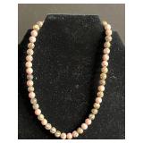 VTG PM & Co Ornate Box & Bead Jewelry Set - Pink & Cream Necklaces with Crystal Tassel Pendant