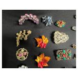 Vintage Costume Jewelry Lot - Brooches, Pins, Bracelets & Rings, Enamel Floral - all missing stones or broken pins