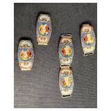 Vintage Costume Jewelry Lot - Brooches, Pins, Bracelets & Rings, Enamel Floral - all missing stones or broken pins