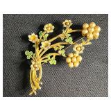 Vintage Costume Jewelry Lot - Brooches, Pins, Bracelets & Rings, Enamel Floral - all missing stones or broken pins