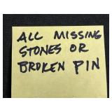 Vintage Costume Jewelry Lot - Brooches, Pins, Bracelets & Rings, Enamel Floral - all missing stones or broken pins