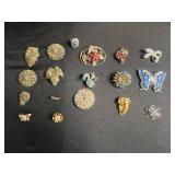 Assorted Rhinestone Brooches & Pins - Vintage Costume Jewelry Collection - all missing stones or broken pins
