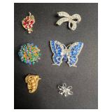 Assorted Rhinestone Brooches & Pins - Vintage Costume Jewelry Collection - all missing stones or broken pins