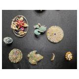 Assorted Rhinestone Brooches & Pins - Vintage Costume Jewelry Collection - all missing stones or broken pins