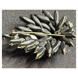 Vintage Jewelry Lot Inc Trifari - Butterfly Brooch - Green Cabochon Bracelet - Blue Leaf Brooch - all missing stones or broken pin