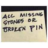 Vintage Jewelry Lot Inc Trifari - Butterfly Brooch - Green Cabochon Bracelet - Blue Leaf Brooch - all missing stones or broken pin