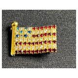 Vintage Gold-Tone Jewelry Lot: Enamel Heart Locket, Beaded Bracelet & Leaf Pins